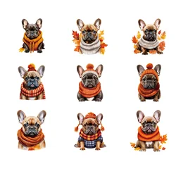 9 piece Bulldog Animal head portrait DIY Thermo Sticker Decals Heat ironing Transfer Clothes Clothing Crafts  Accessory Stickers