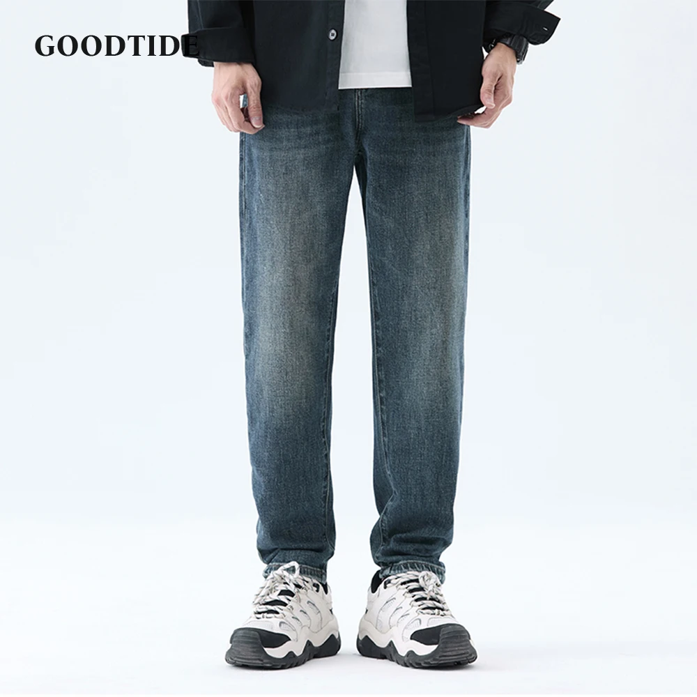 

Fashionable Men's Washed Straight Jeans 2025 Autumn and Winter New Loose Casual Button Design Teen Casual Pants Size 28-38