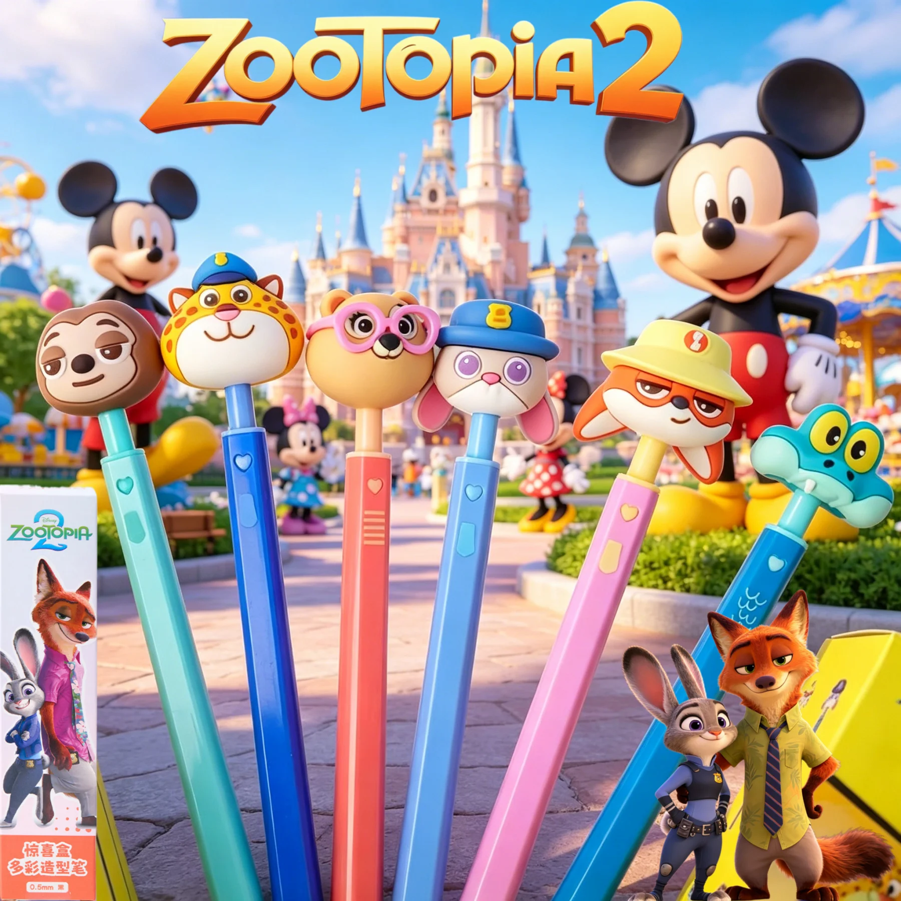 

6PCS/SET Cartoon Zootopia 2 Anime Periphery Gary Snake Ballpoint Pen Judy Nick Pen Creative Desktop Ornament Student Stationery