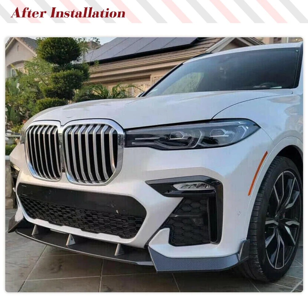 Car Front Bumper Lip for BMW X7 G07 M Sport Utility 4-Door 2019-2021 Carbon Fiber Car Raing Front Lip Spoiler Body Kit 3PCS/Set