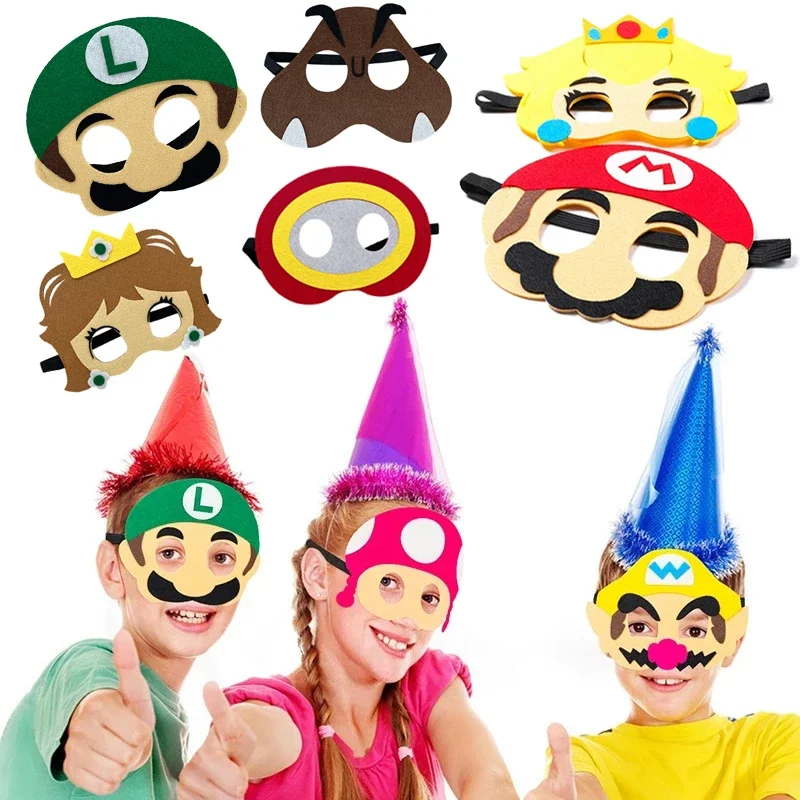 Mario Toy Mask Cloak Cosplay Cartoon Luigi Yoshi Peach Bowser Mario Gift Role Halloween Party Decoration Birthday Gift