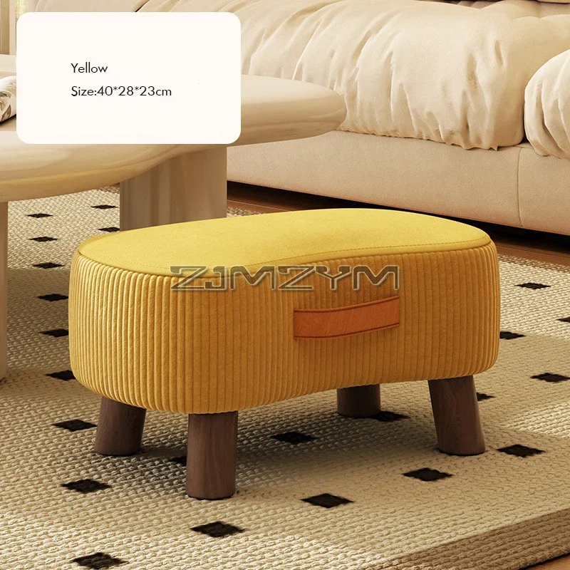 Small Rectangle Foot Stool, Velvet Fabric Footrest Ottoman Stool with Non-Skid Wood Legs, Modern Footstools Step for Couch