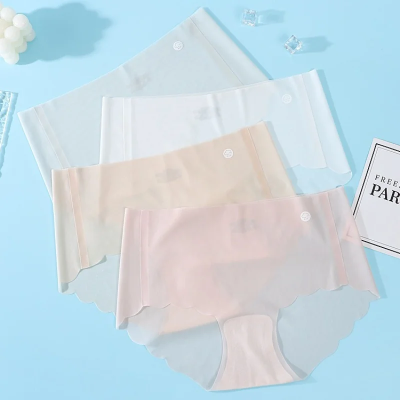 7Pcs/Set Ultra-Thin Panties Women's Sexy Lingerie Quick Drying Briefs Low Rise Underwear Summer Invisible Ice Silk Panties image 4