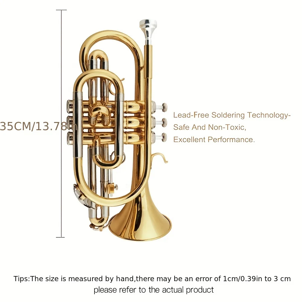 Professional Trumpet for Beginner, JJYCO-E100G, Lacquered, Cornet, B-flat, Jazz Instrument, Gift