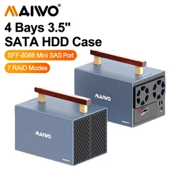 MAIWO 4-bay aluminum mini SAS to SFF-8088 Port 3.5 inch SATA HDD enclosure with RAID Hard Disk External Storage Cabinet HDD