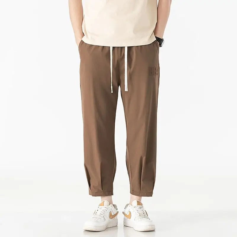 

Summer Men's Ice Silk Quick Drying Tapered Radish Nine-Minute Pants