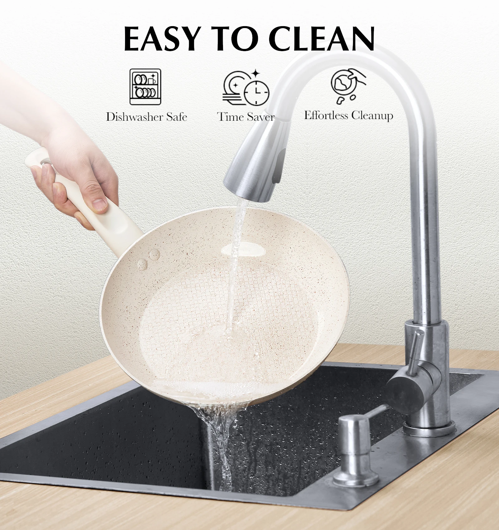 10-inch koekenpan met anti-aanbaklaag, ergonomisch bakeliet handvat, ultra-giftige marmeren coating, aluminium koekenpan met honingraatontwerp