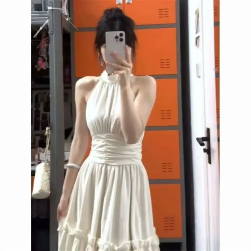 فساتين نسائية بدون أكمام لحفلات الزفاف وحفلات الزفاف والربيع والحرير ومنظور شفاف وطبقات نزهة أنيقة متدفقة