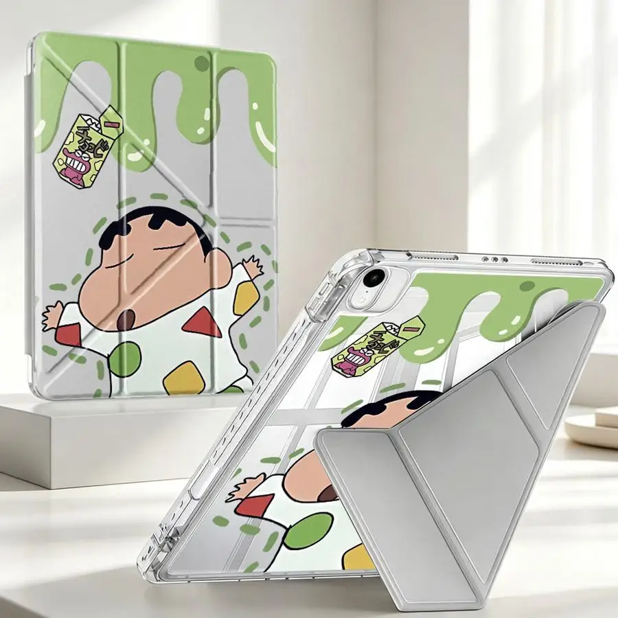 Tablet Case For iPad Air 8 M2 M3 3 10th Gen 11th 12th Pro 13 2025 2026 Mini 7 6 5 9th With Pen Slot Cover Cute Shin-Chan