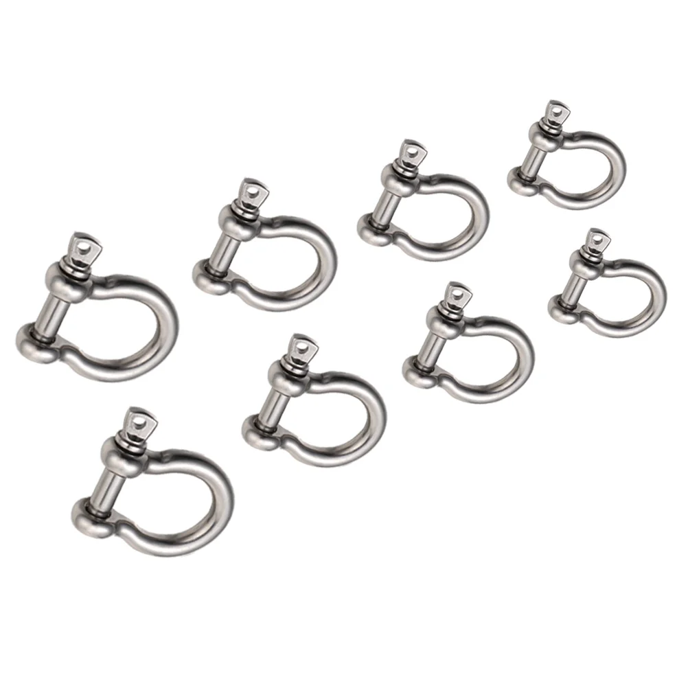 

8pcs Stainless Steel D Shaped Shackles Horseshoe Bow Buckle Hitch Anchor Tie Down Lifting Recovery Towing Hardware