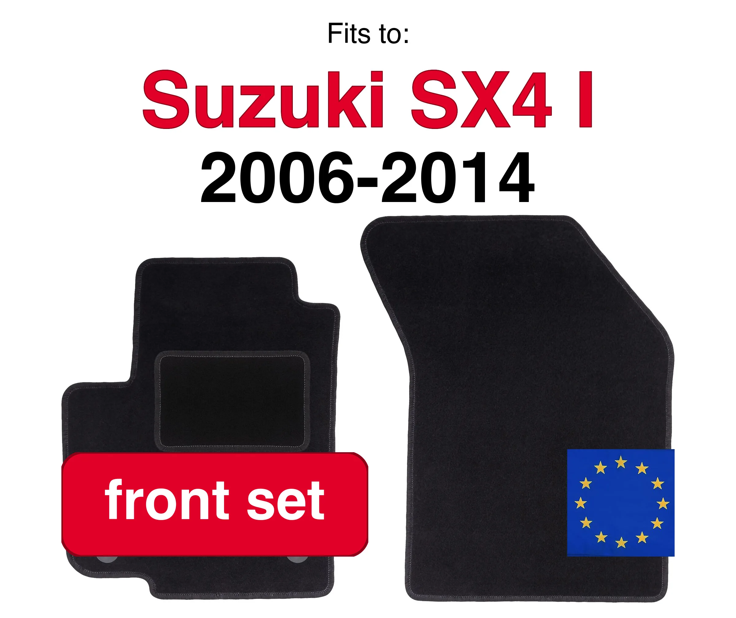 Auto velours vloermatten voor Suzuki Swift IV hatchback (2005-2010) - Zwart (2 stuks) set auto vloermatten voor