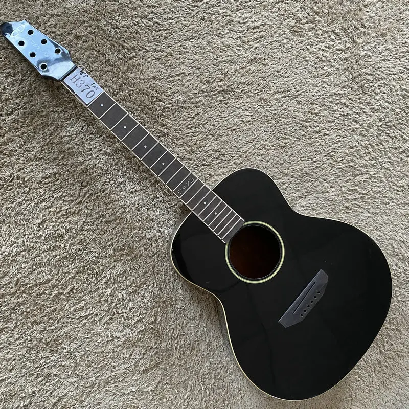 

H370 Glossy Black Color 38'Acoustic Guitar OM Spruce+Mahogany Body SEMI Finished No Hardwares for DIY