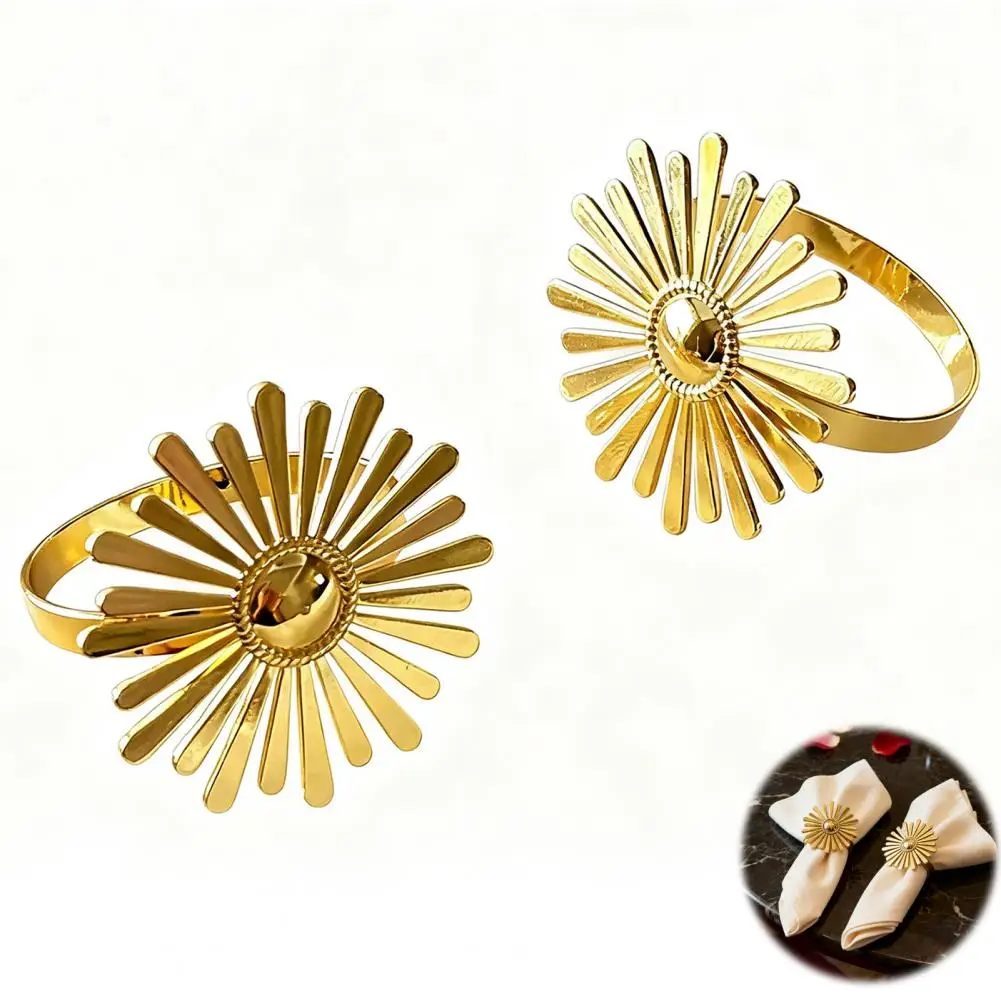 Napkin Ring Set Metal Napkin Rings 6pcs Sunflower Napkin Rings Set Metal Sunflower Table Decor Decorative Holders for Wedding