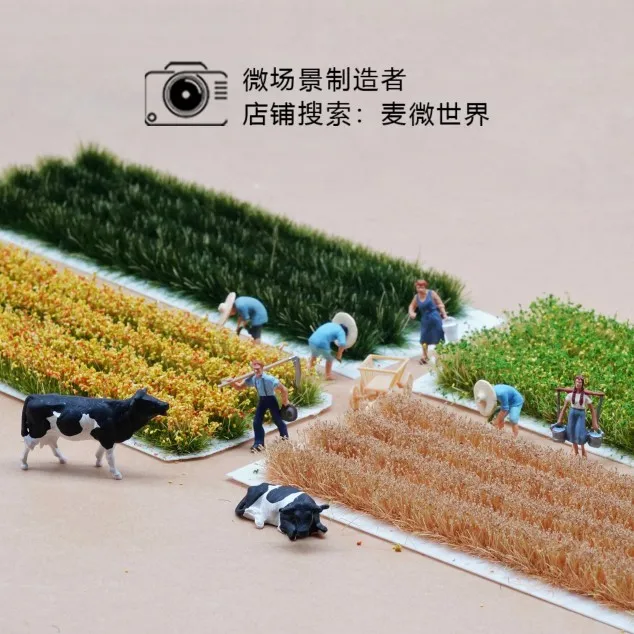 Rice Field Scene Figures Model Simulation Wheat Grass Turf Farmer Transplant Rice Seedlings Plant 1:87 Sand Table Miniature Toys