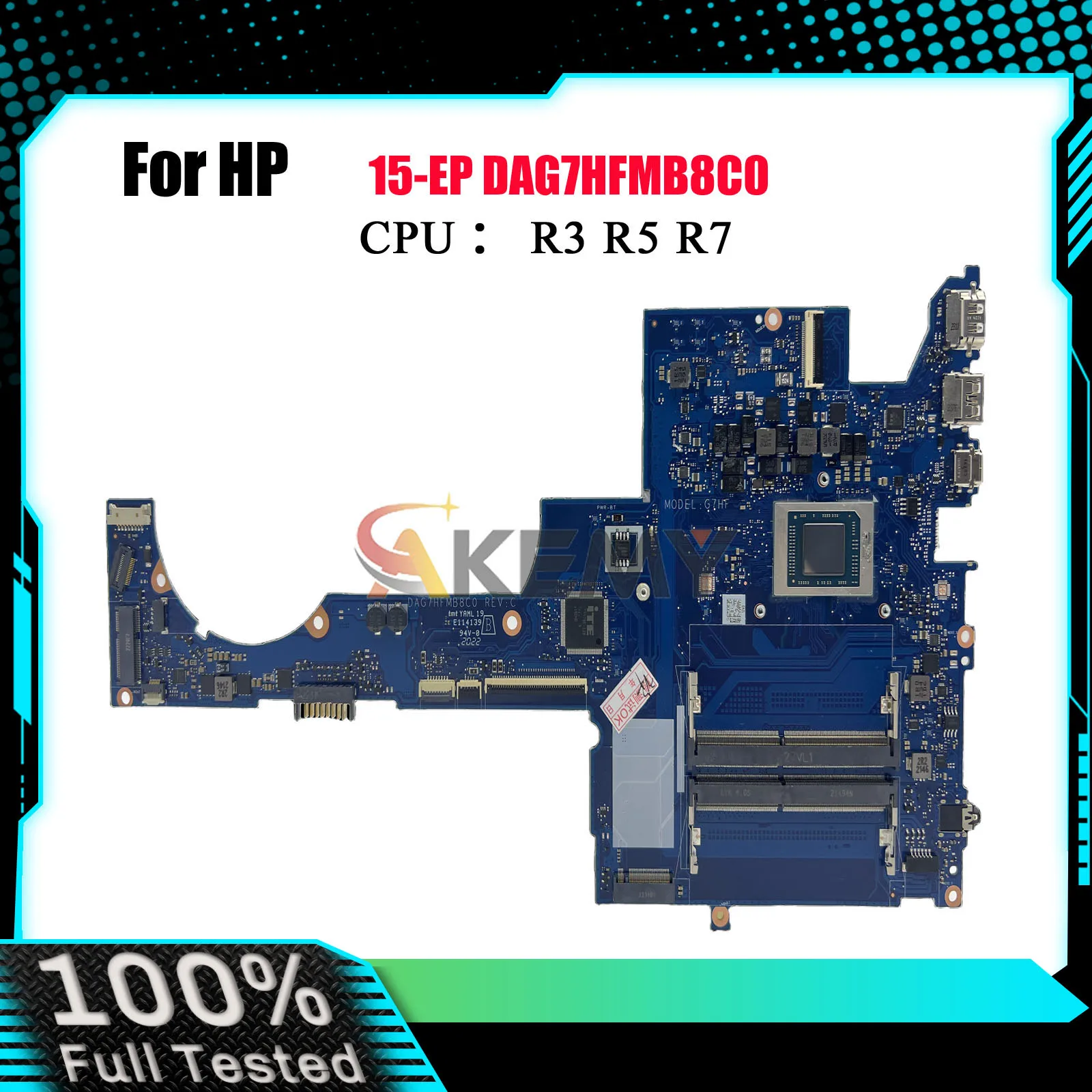 

DAG7HFMB8C0 Материнская плата для ноутбука HP Pavilion 15-EH с процессором R5 R7 DDR4 100% полностью протестирована