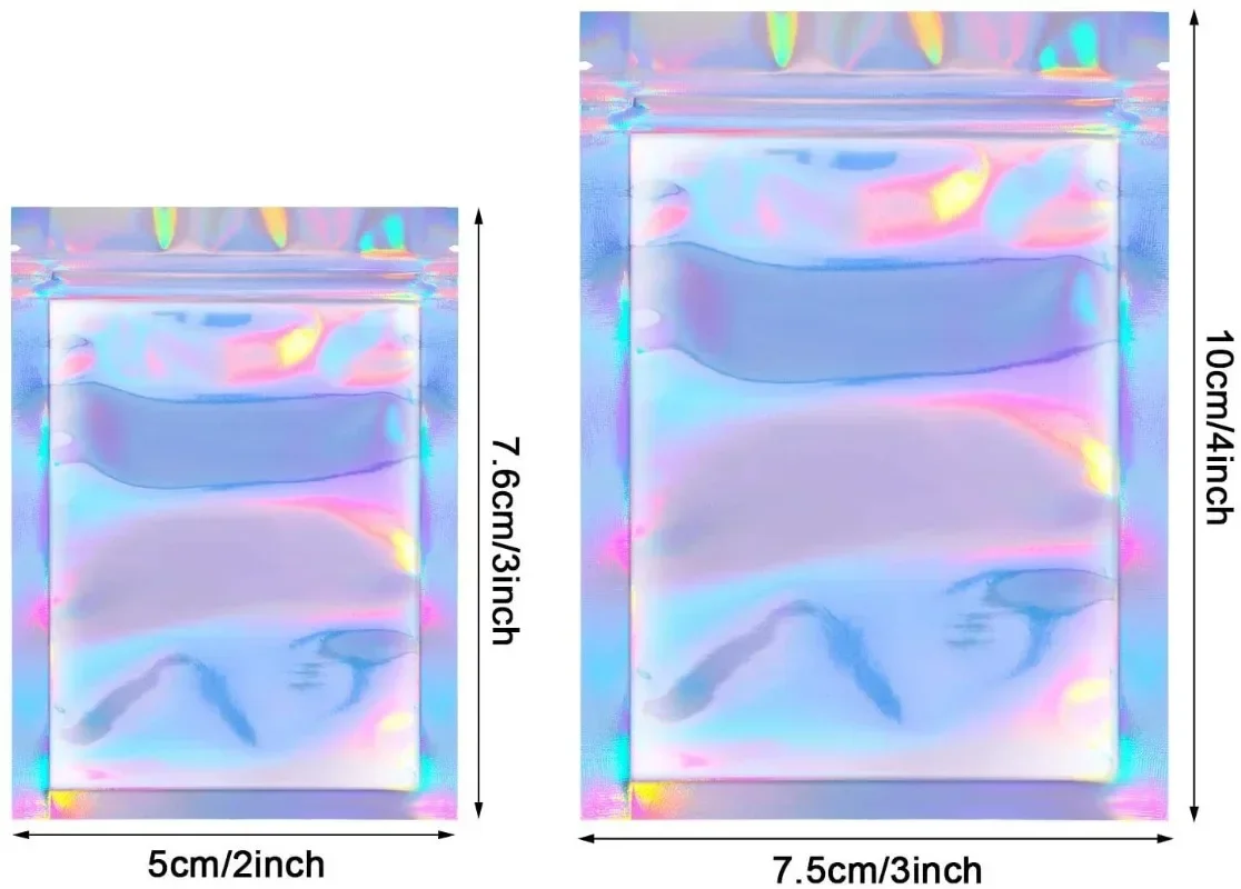 20pcs Zip Lock Bags Translucent Holographic Laser Storage Bag Xmas Gift Packaging Thicken Plastic Seal Bags for Jewelry