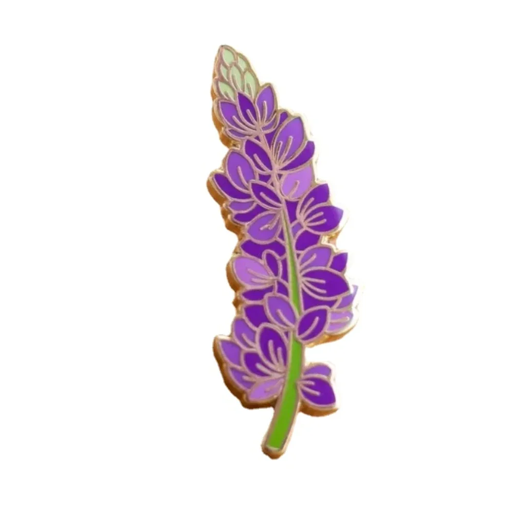 Beautiful Lupin Enamel Pin Plant Metal Badge Flower Brooch for Jewelry Accessory