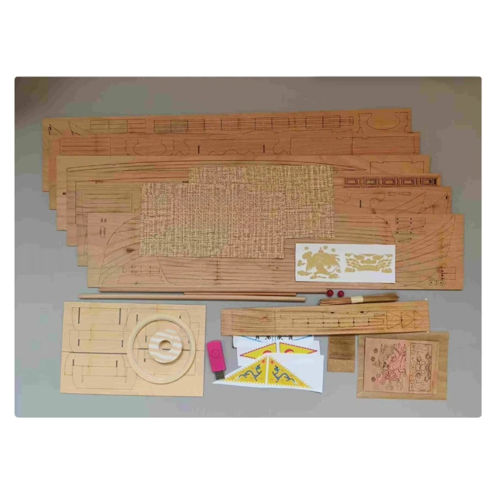 1:40 Chinese Sailboat Model KIT Edition Sakura Wood Chinese Official Boat Set High Precision Collectible Wooden Boat Model Toys