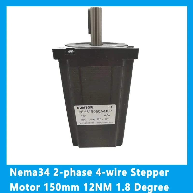 

Nema34 2-phase 4-wire Stepper Motor 150mm 12NM 1.8 Degree 6A Milling Keyway Shaft 14mm Hybrid Motor