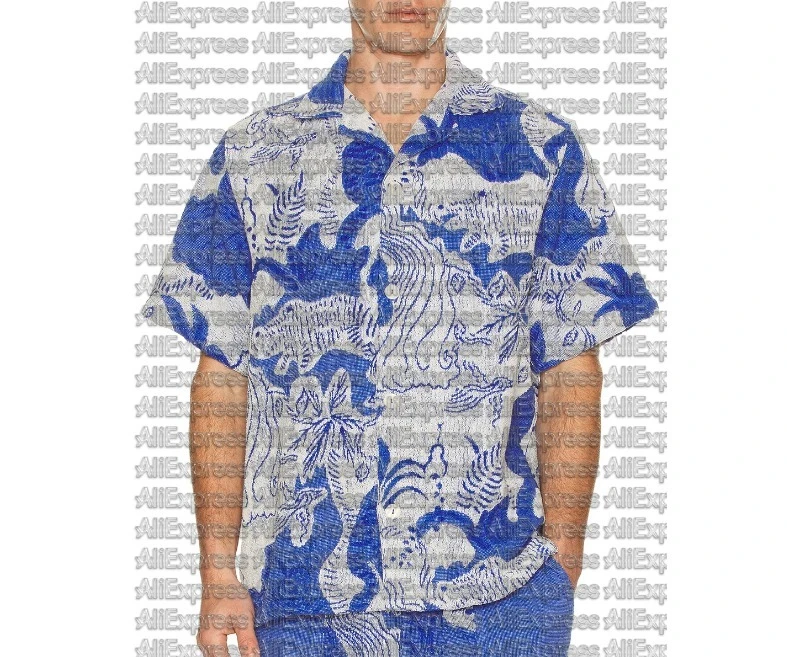

Summer Hot Selling New Fashionable and Stylish Holiday 3D Blue Short Sleeved Shirt for Men Women Street Style Casual Shirt