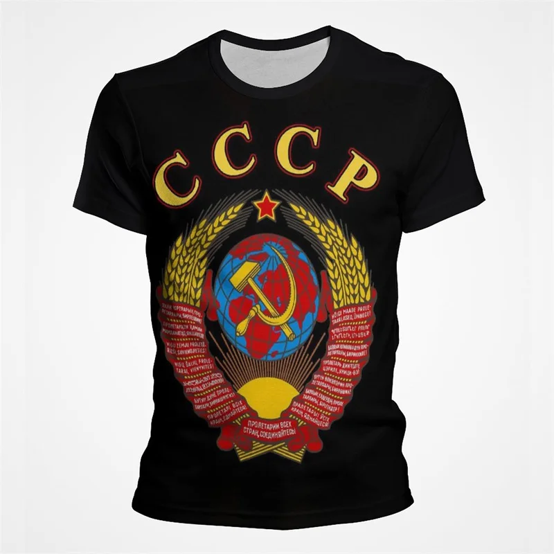 CCCP USSR Ukraine Russia Printed T Shirt For Men Summer Oversize Loose O-Neck Male T-shirts Vintage Soviet Union Clothing Unisex