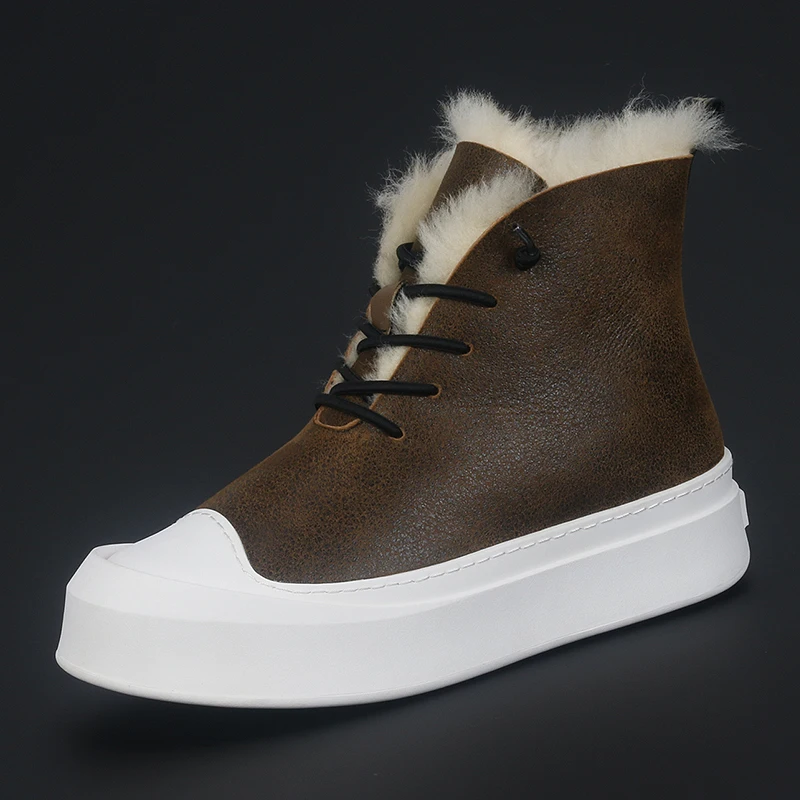 Winter Warm Sheep Fur One Snow Boots reinforced Cold Fashion Casual Comfortable Thick Soled Wear-resistant Wool Cotton Shoes