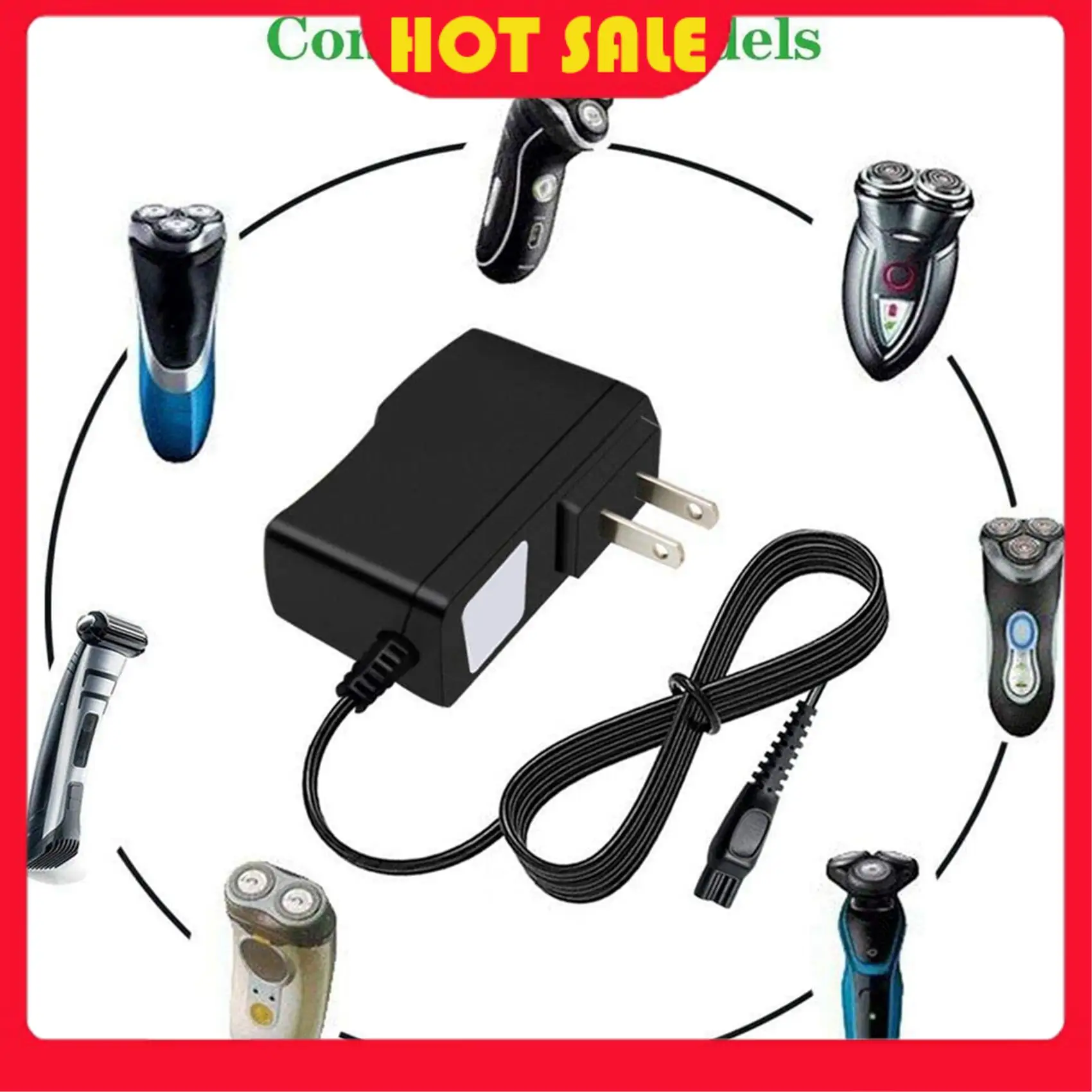 Needful 2X For -HQ8505 Norelco 7000 5000 3000 Series Electric Shaver, Beard Trimmer Adapter Power Cord US Plug