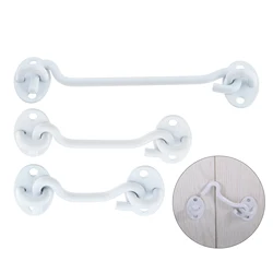 2Pcs 3/4/6 inch Barn Door Lock Stainless Steel Cabin Hook Eye Latch Gate Door Swivel Window Door Hook w/ Mounting Screws White