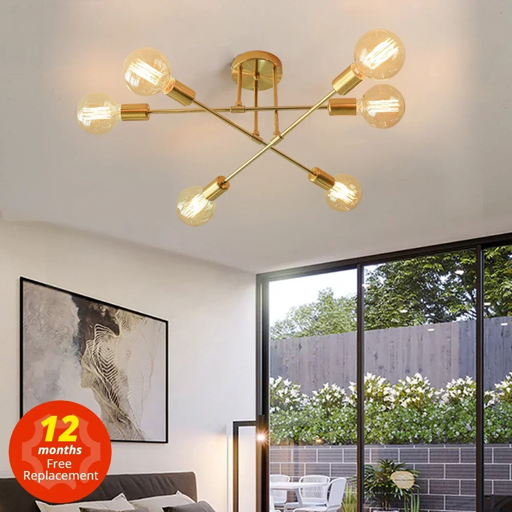

Modern LED Ceiling Lights Industrial Iron Black/Golden Nordic Minimalist Home Decoration Living Room Dining Room Ceiling Lamps