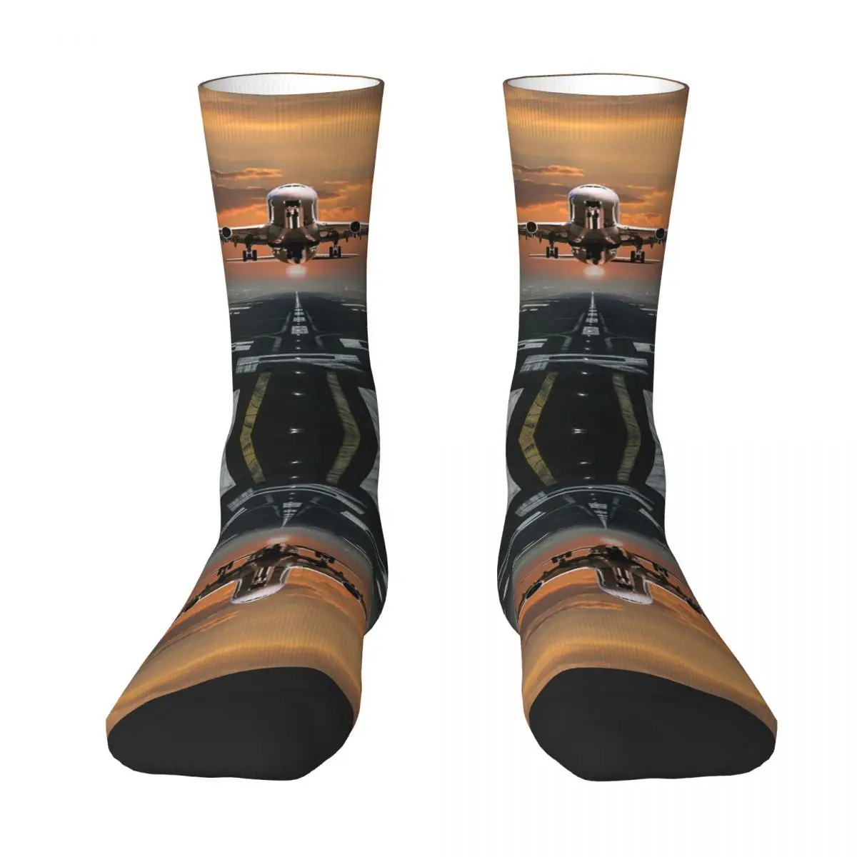 Airplane Takeoff Socks Harajuku High Quality Stockings All Season Long Socks Accessories for Man's Woman's Gifts