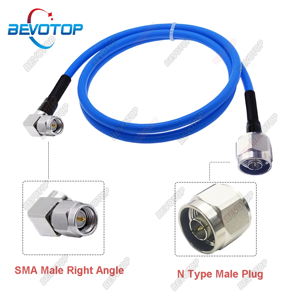 RG401 250 50-5 Cable N Male Plug to SMA Male Right Angle High Frequency Low Loss Test Cable RF Coaxial Pigtail Jumper BEVOTOP