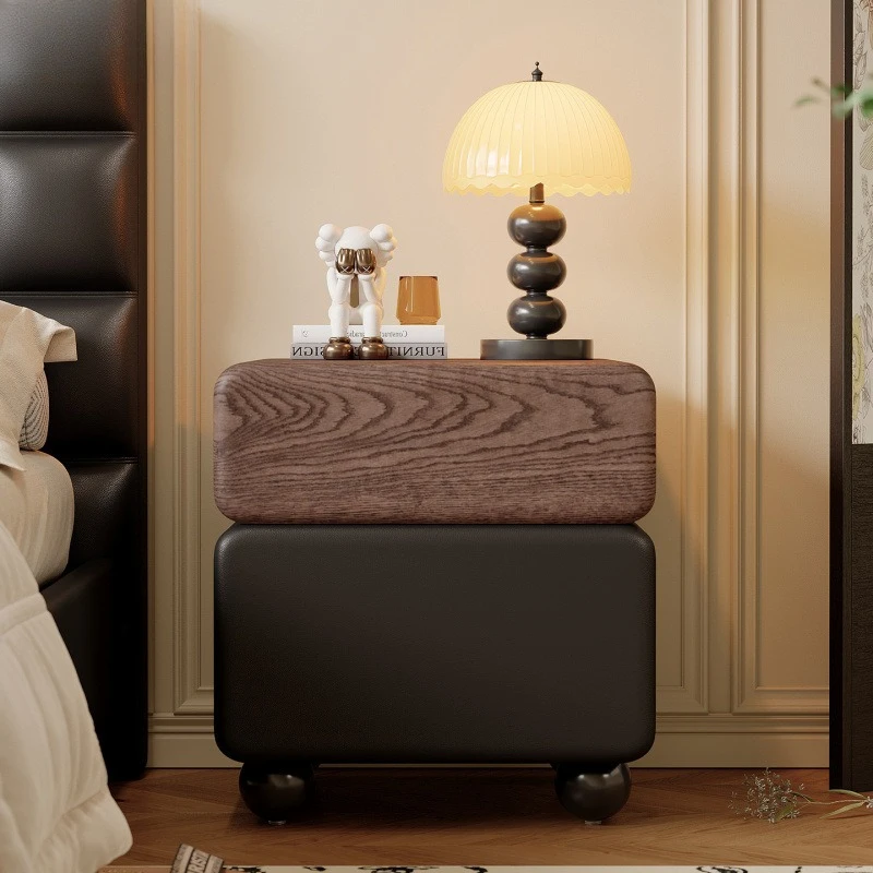 

Прикроватная тумбочка из цельного дерева, бытовая спальня, простой современный маленький простой шкаф-ведро для хранения, встроенный шкаф