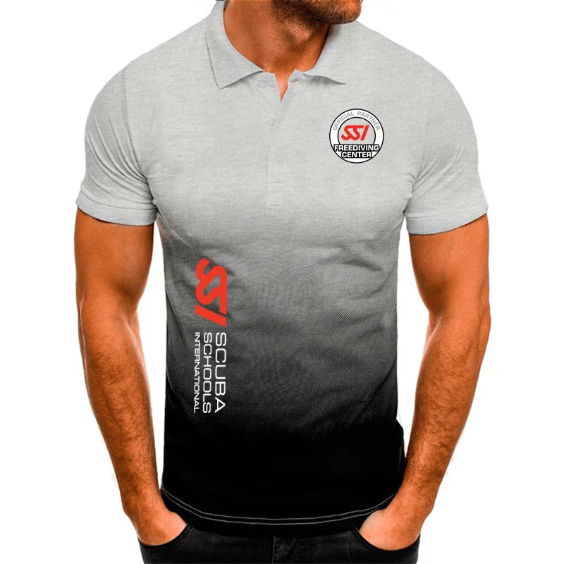 New Scuba Diving Dive SSI Cotton Polo Shirts for Men Hip hop street gradient Slim Fit Mens Polos Summer Brand Custom T-shirt