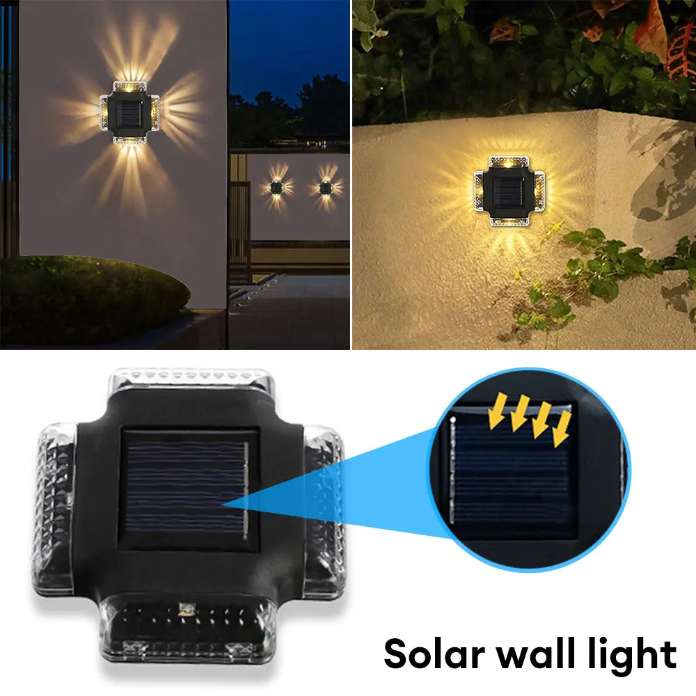 4LED Wall Light Solar LED Light Waterproof Garden Decor Lamps For Balcony Yard Street Landscape Light Outdoor Solar Lamp