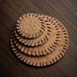 8/10/13/16cm Bristle Tea Coaster Covered Round Brown Teapot Mat Anti-scalding Coaster Warmer Mat Tea Ceremony Accessories