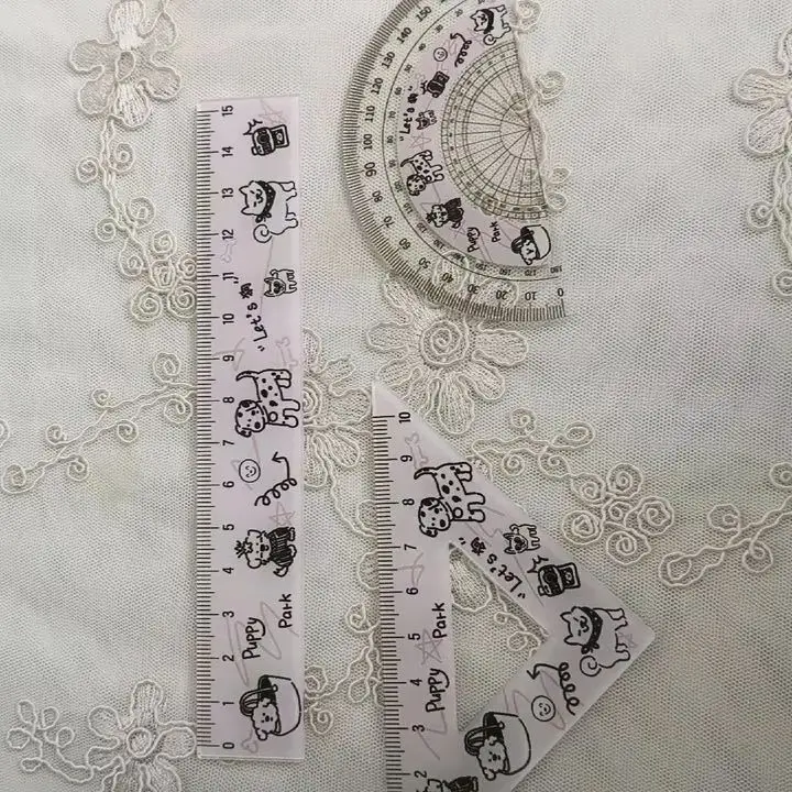4 in 1 Cute Anime Ruler Stationery Set Ruler Triangle Protractor Drawing Children's Day Gift School Accessories