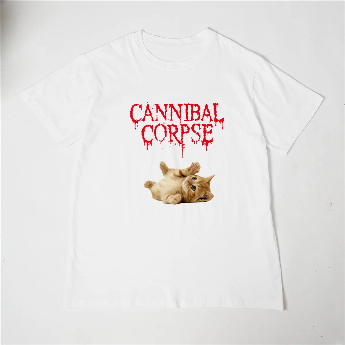 Cannibal Corpse T Shirt Cat Print Graphic Shirts Plus Size Men Cotton Tshirts Wholesale Men's Short Sleeve Tee Shirt Awesome