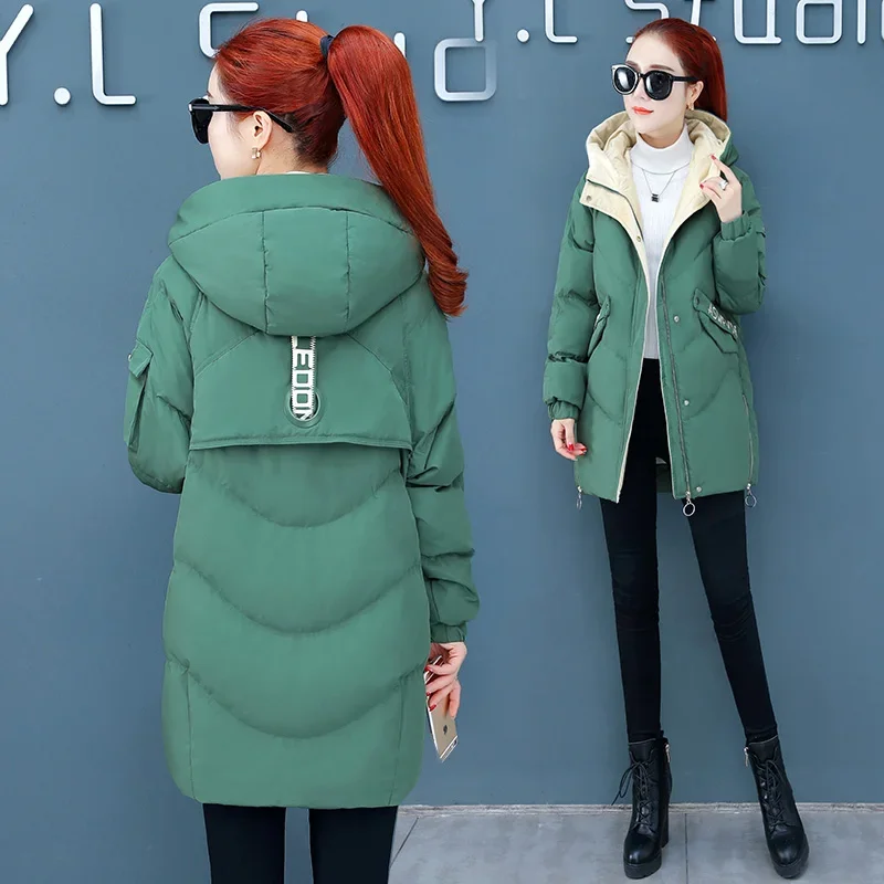 

Winter Parker coat women's 2022 new fashion slim Medium length clothing jacket female hooded down cotton coats