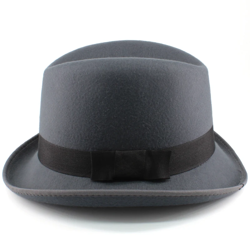 Männer Frauen Klassische Retro Wollmischung Homburg Hüte Woll-Fedora-Kappen Trilby Sonnenhut Reise Party Einstellbar UK M-L US 7 1/8-7 3/8 – Detail 10