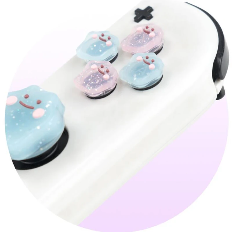 Lovely Silicone Soft D-pad Cross Button ABXY Key Sticker Skin Case For Nintendo Switch Oled Joy-con Thumb Stick Grip Cap Cover