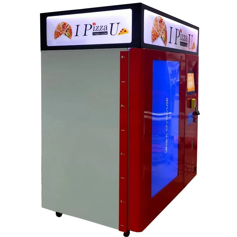 Customized IPIZZAU Pizza Vending Machine With Baking System Sell Ready Pizza Wooden Bake Taste With Coin, Banknote, Bankcard, On