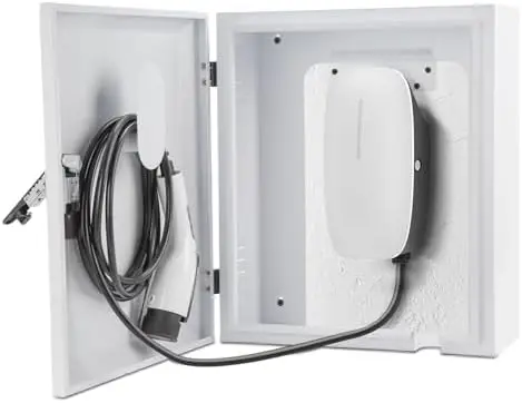 

EV Charger Cover for - Indoor/Outdoor Wall Box Protector with Double Lock, Cable Holder, White