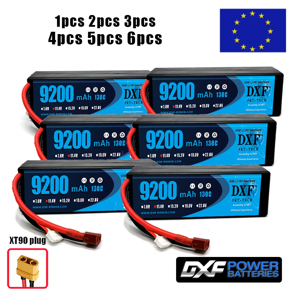 Batteria DXF 3S Lipo 11.4V 130C HV 9200mAh con custodia rigida con spina XT90 per 1/8 Buggy Truggy Offroad Car Boat Truck Airplane UAV RACIN