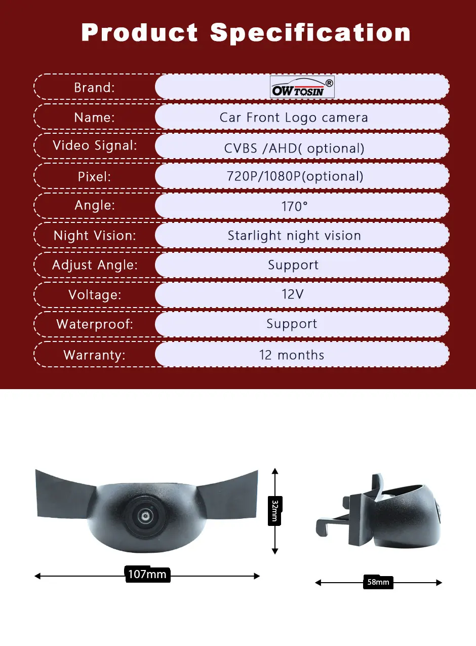 For Mercedes Benz GLE W167 V167 GLE350 GLE450 2019 2020 Vehicle Logo Front View Camera 170° Fisheye AHD 1080P Car Front Camera