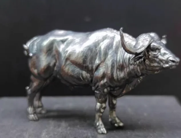 Pure copper antique animal world, realistic African wild water, old cow, handmade model OX  landscape table decorations