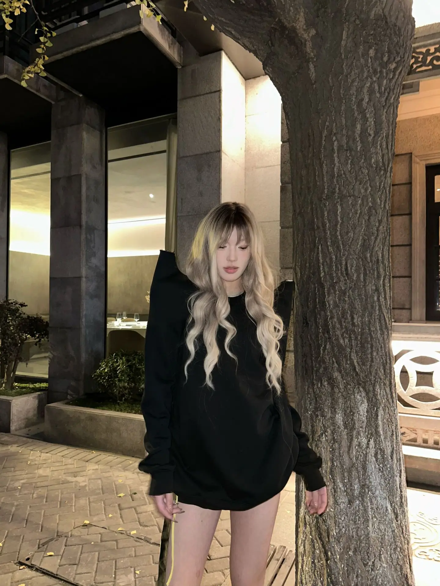 

Dark style design devil horn long-sleeved sweatshirt, loose, casual and versatile round-neck top, 2025 Autumn new style