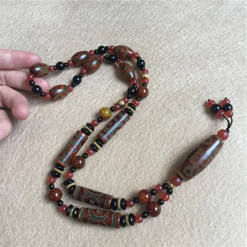 Agate Rough Stone Old Nine Eyes Tibet Beads Necklace Sweater Chain Wholesale