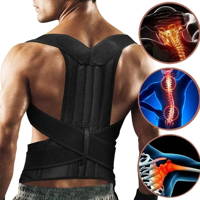 Hot Women Man Body Shapers Lumbar Support Back Posture Correction Belt Shapewear Adult Back Support Strap S-2XL