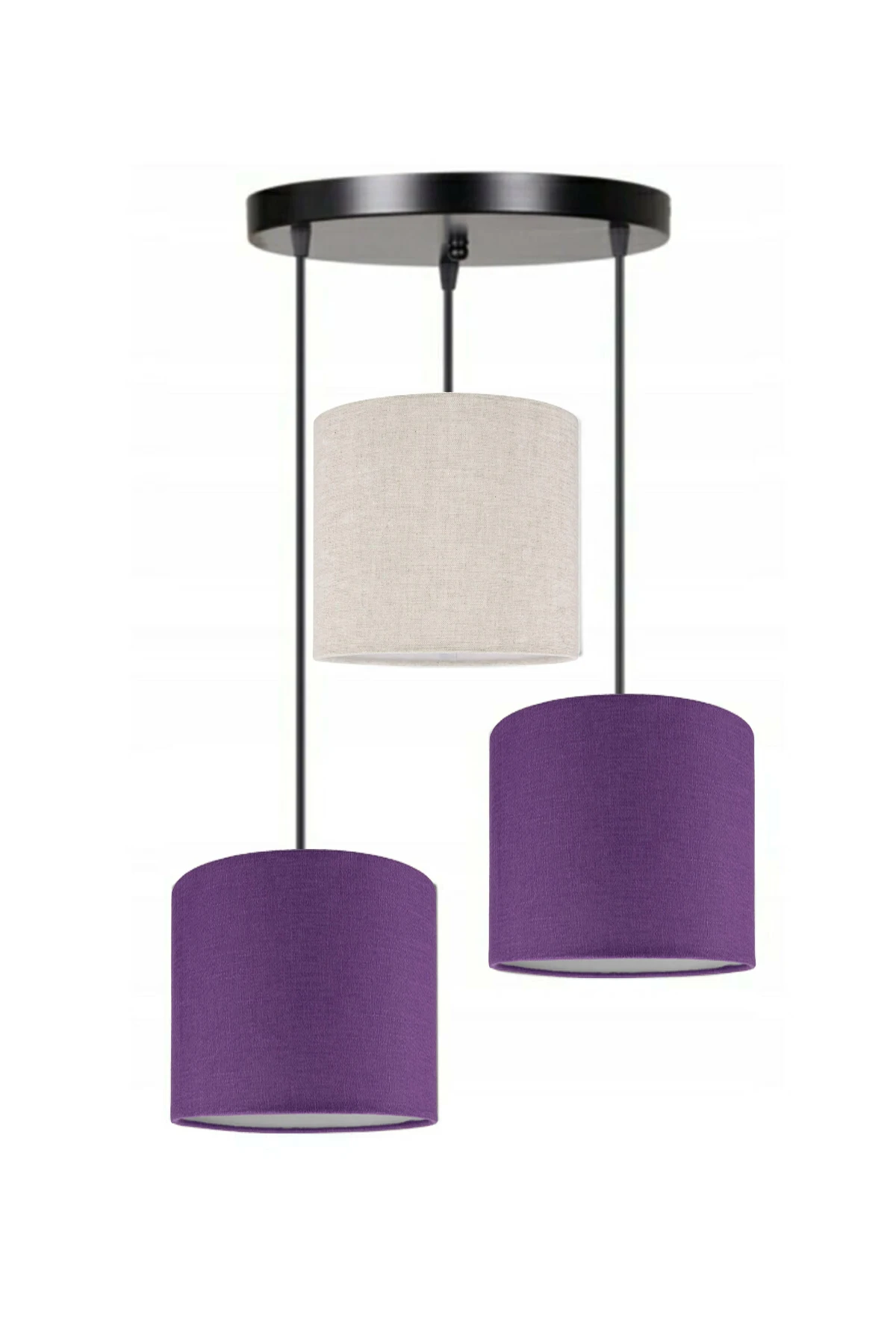 

3 Heads 2 Purple 1 Cream Cylinder Fabric Lampshade Pendant Lamp Chandelier Modern Decorative Design For Home Hotel Office Use