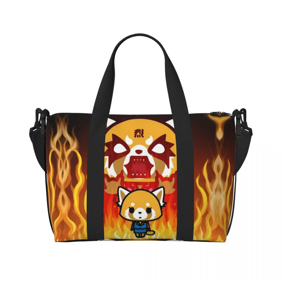 

Custom Japan Cartoon Aggretsuko Anime Beach Tote Bag Women Big Compartment Beach Gym Travel Bags